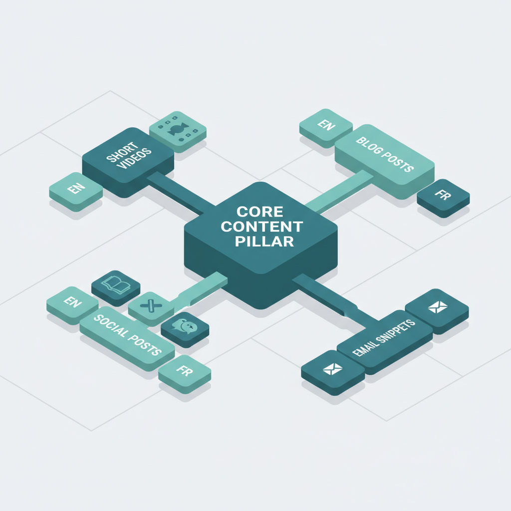 多语种内容矩阵在不同平台拆分复用示意