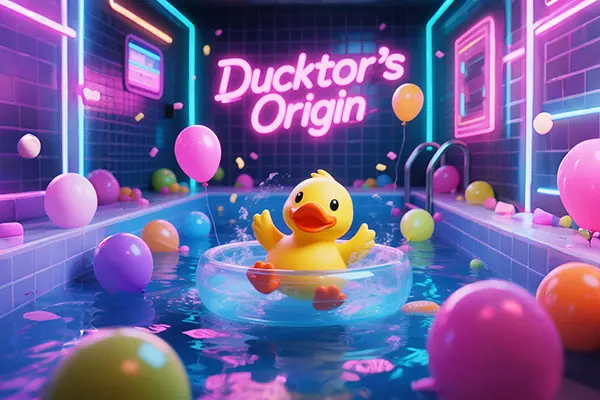 Cyber duck mascot symbolizing chaotic brand identity and rebellious adult culture with neon punk aesthetic.