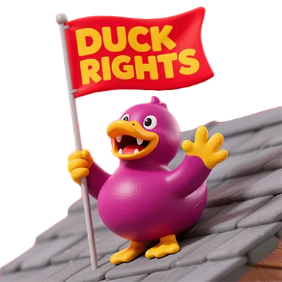 DECLARATION icon showing the Duck boss on a rooftop waving a red "DUCK RATION" flag.